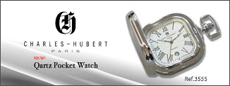 Charles-hubert　スクエア型 ハンタータイプ クオーツ 懐中時計　3555