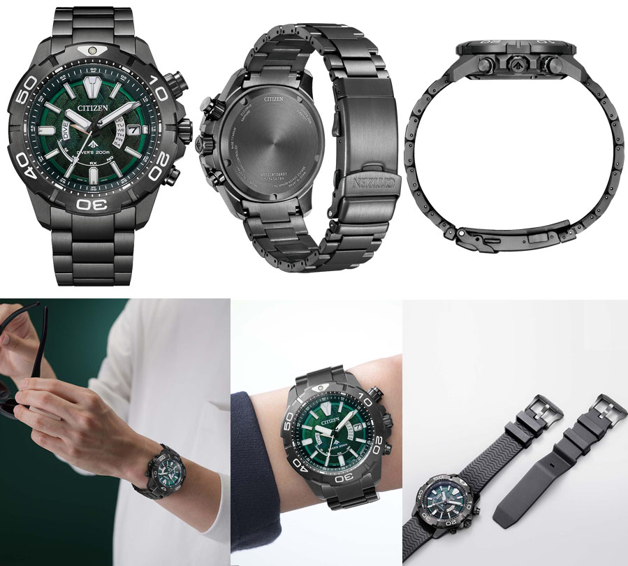 MARINE LIGHT in BLACK 2022 GREEN EDITION エコ・ドライブ電波時計 スーパーチタニウム AT8049-61W