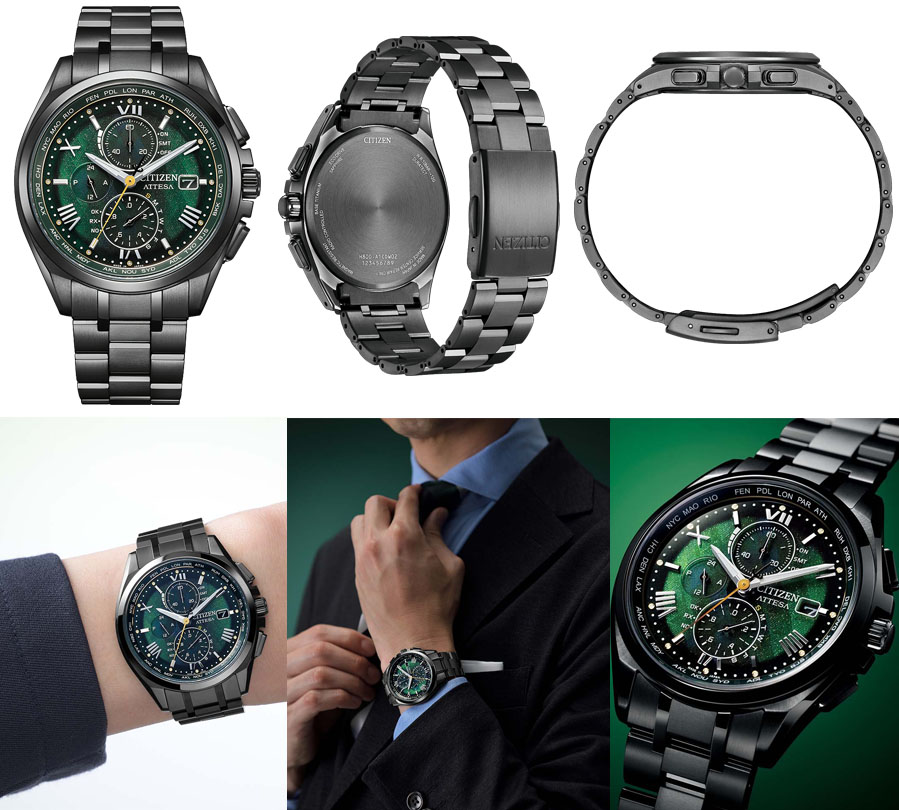 LIGHT in BLACK 2022 GREEN EDITION エコ・ドライブ　ワールドタイム電波時計 スーパーチタニウム AT8049-61W
